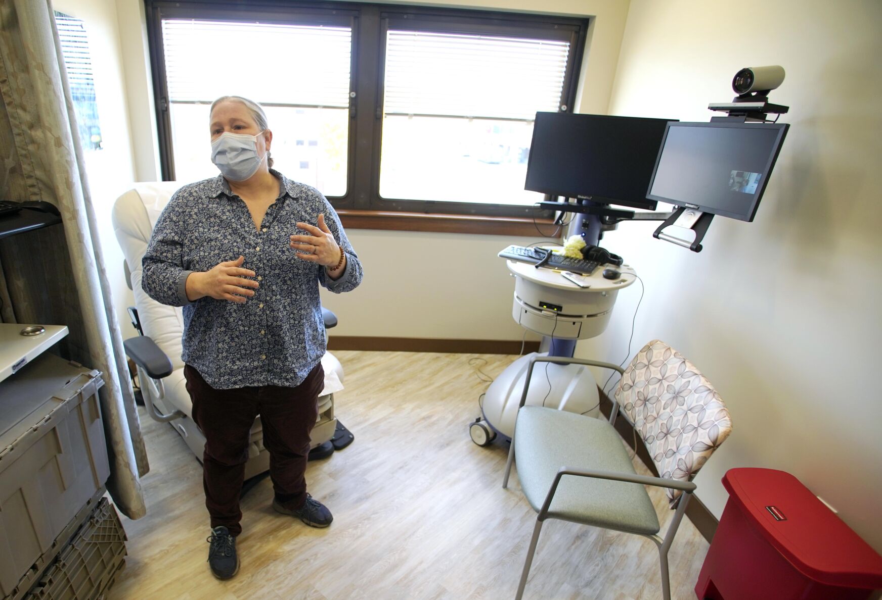 Woman in exam room